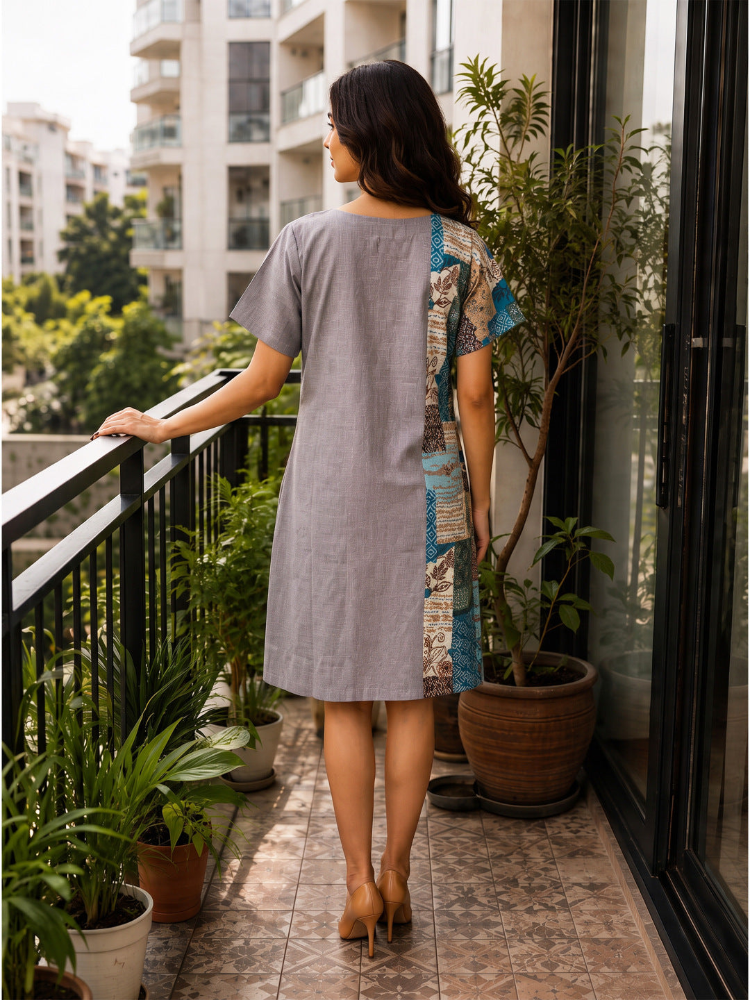 KoraKanvas Artisan Cotton Slub Shift Dress 5
