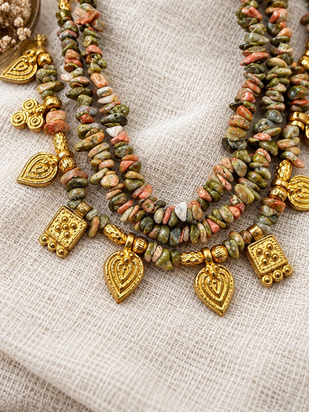 KoraKanvas Heirloom Layered Brass Motif Necklace 4