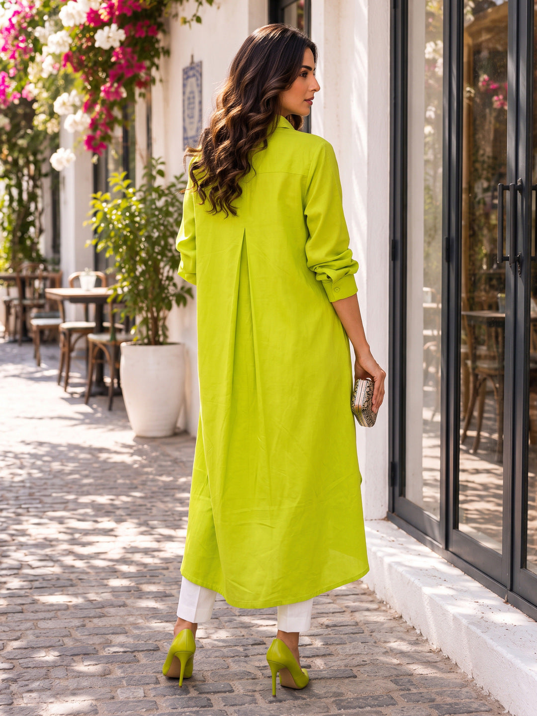 KoraKanvas Lime Green High-Low Tunic Shirt 5