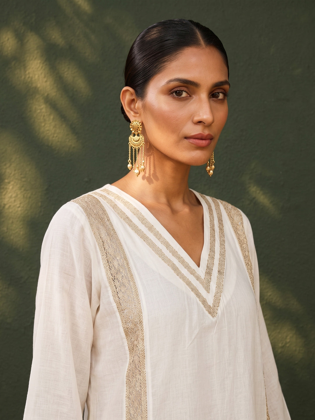 KoraKanvas Meher Muted Gold Mul Chanderi Kurta Set 5