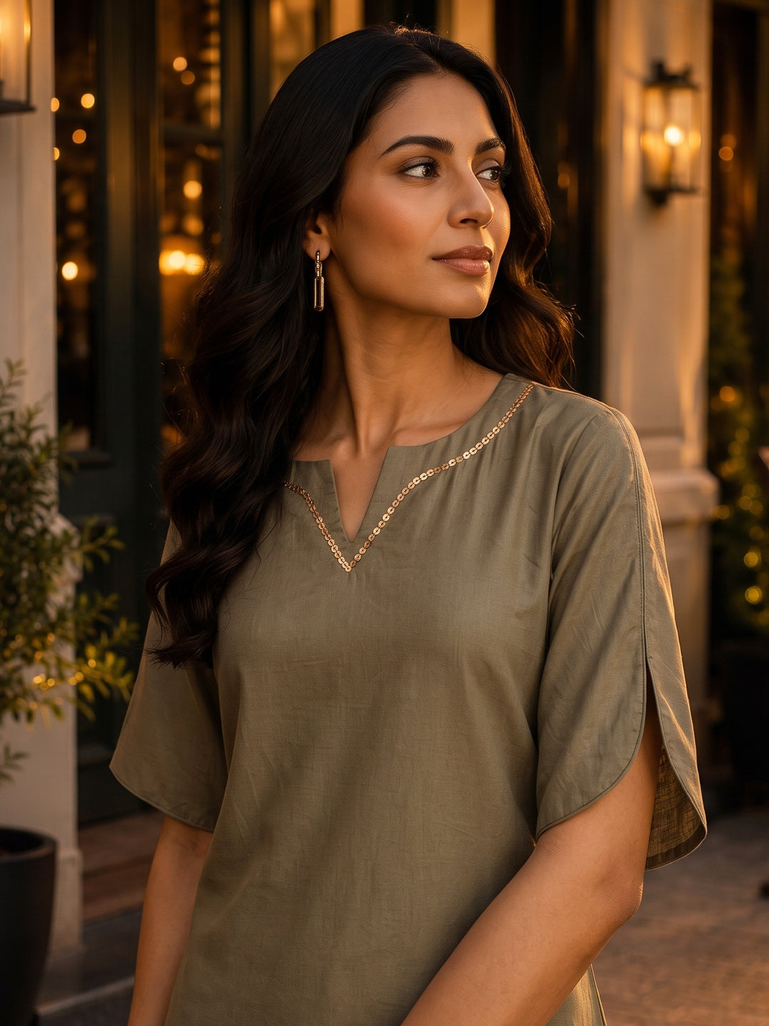 KoraKanvas Olive Fusion Dhoti Co-ord Set 5