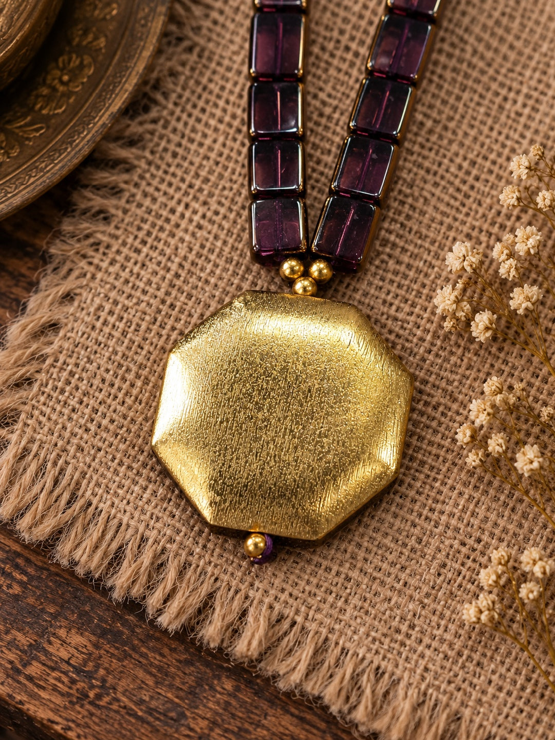 KoraKanvas Purple Dusk and Brass Necklace 4