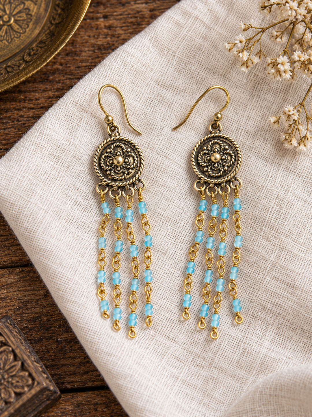 KoraKanvas Victorian Blue Topaz Waterfall Earrings 3