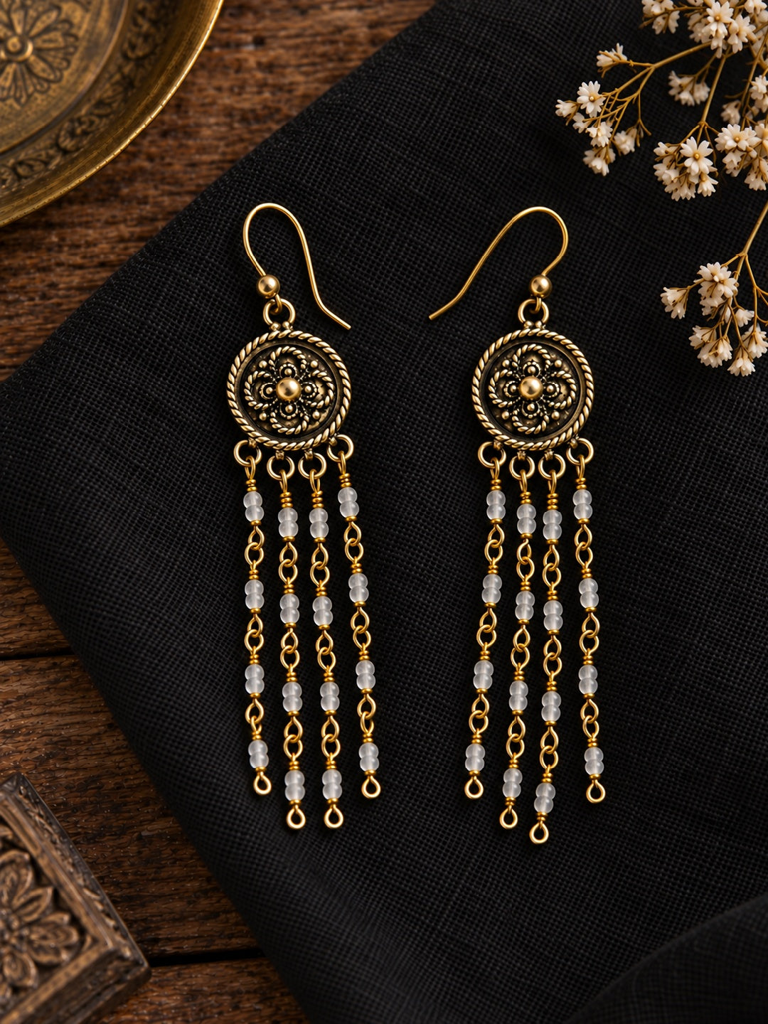 KoraKanvas Victorian Smoky Quartz Waterfall Earrings 3