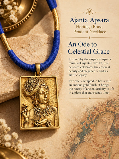 KoraKanvas Ajanta Apsara Heritage Brass Pendant Necklace 4