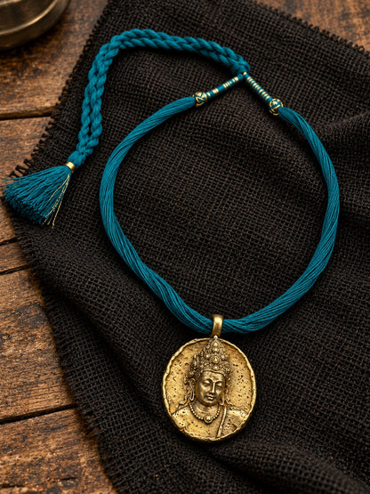 KoraKanvas Ajanta Padmapani Heritage Brass Pendant Necklace 3