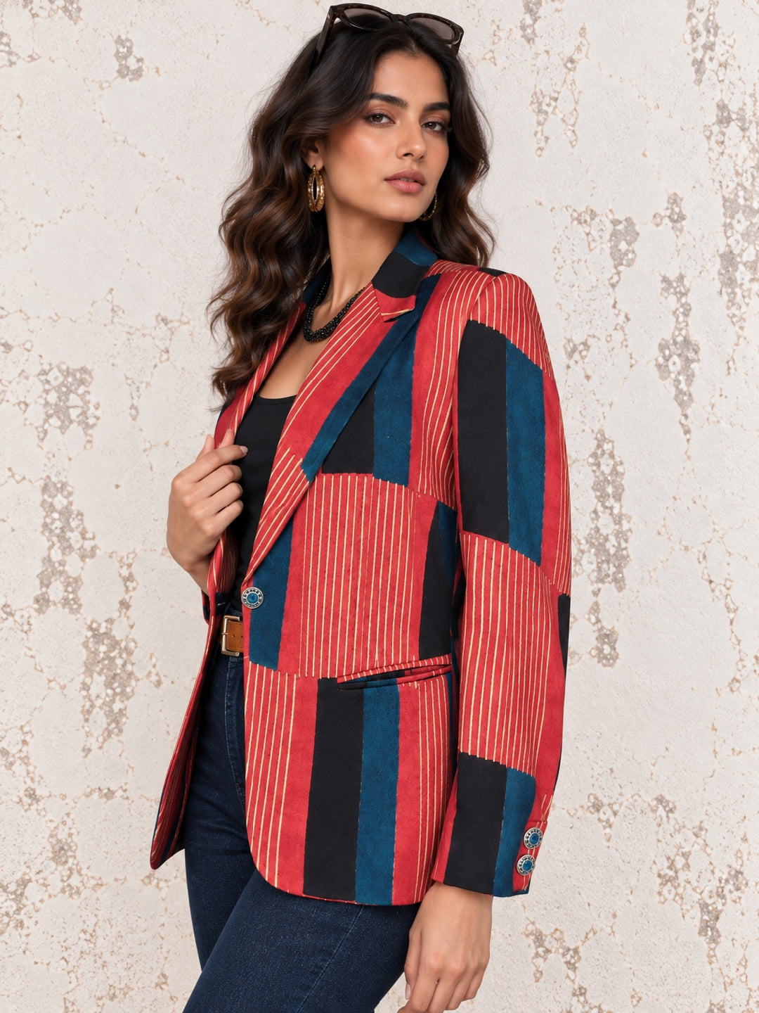 KoraKanvas Ajrakh Modal Silk Blazer 1