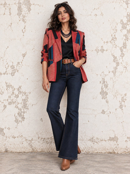 KoraKanvas Ajrakh Modal Silk Blazer 2