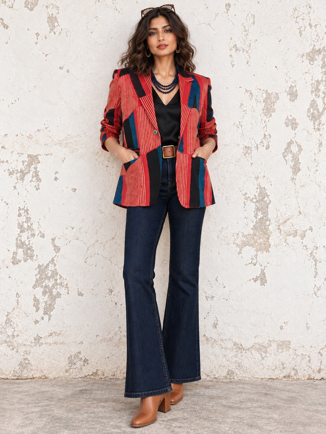 KoraKanvas Ajrakh Modal Silk Blazer 3