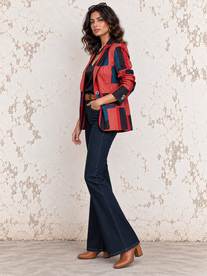 KoraKanvas Ajrakh Modal Silk Blazer 4