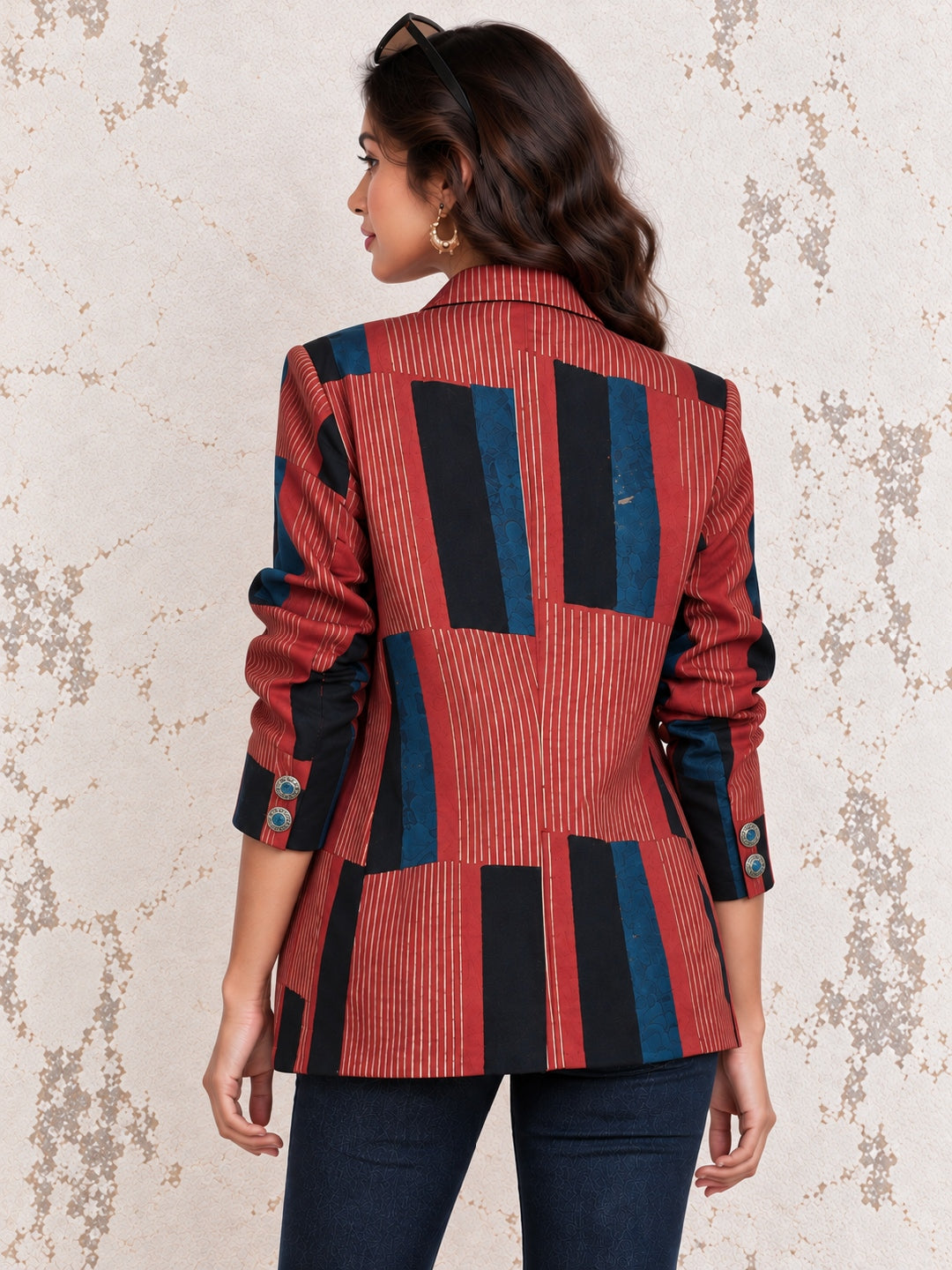 KoraKanvas Ajrakh Modal Silk Blazer 5