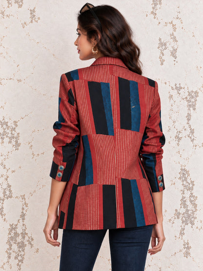 KoraKanvas Ajrakh Modal Silk Blazer 5
