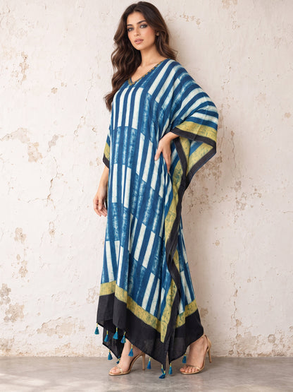 KoraKanvas Ajrakh Modal Silk Kaftan with Handwork 2