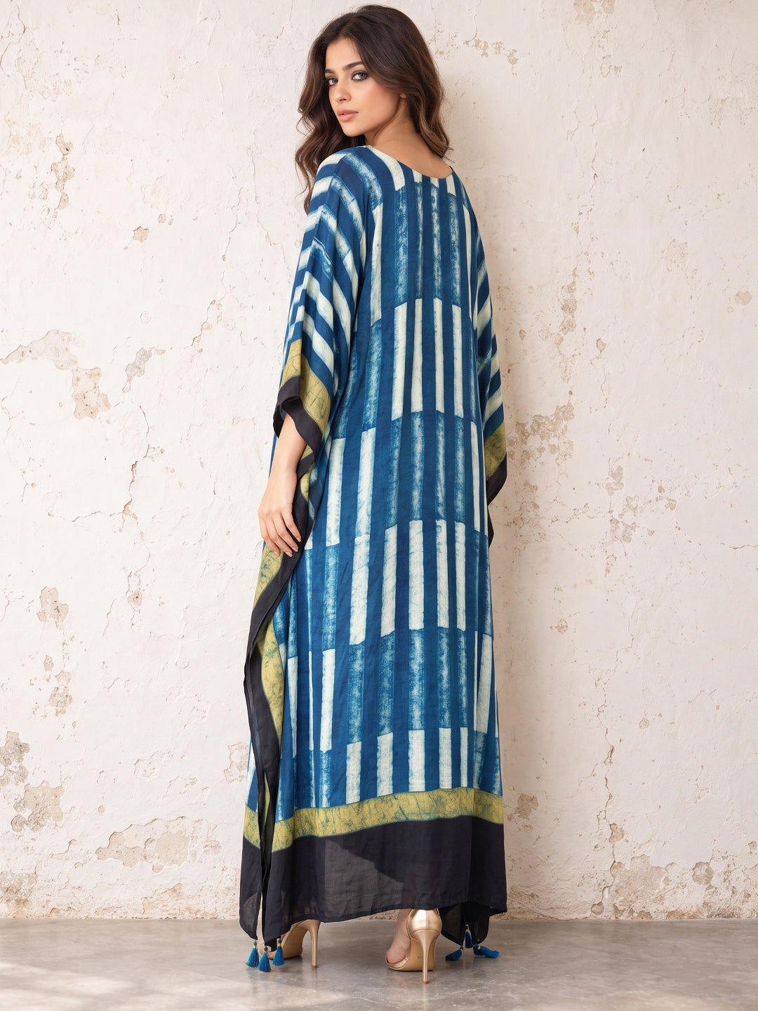 KoraKanvas Ajrakh Modal Silk Kaftan with Handwork 3