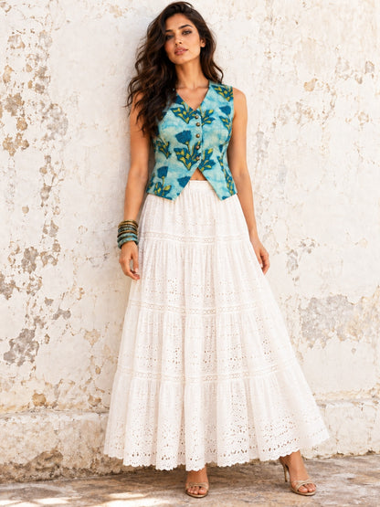 KoraKanvas Ajrakh Modal Silk Waistcoat Top 5