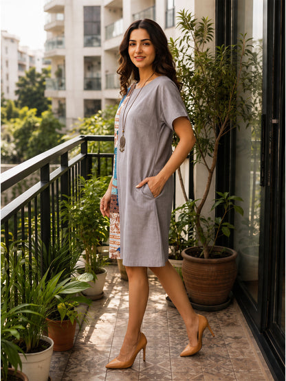 KoraKanvas Artisan Cotton Slub Shift Dress 3