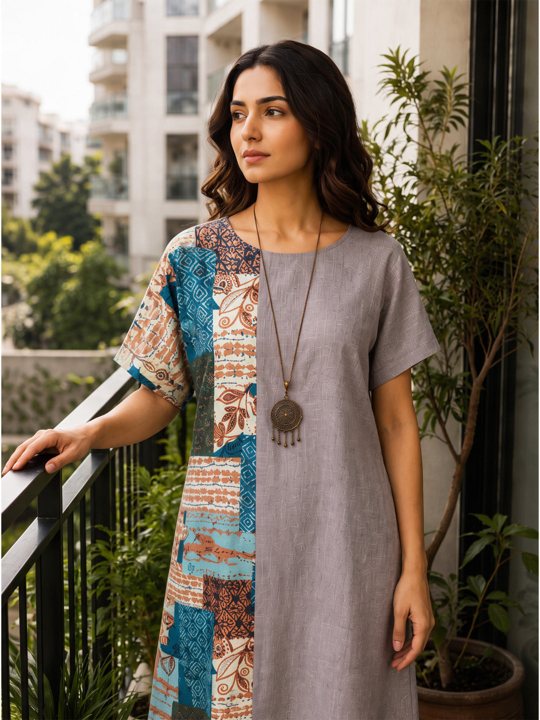 KoraKanvas Artisan Cotton Slub Shift Dress 4