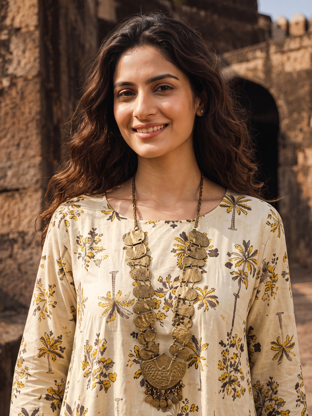 KoraKanvas Bagru Earthy Palm Dress 4