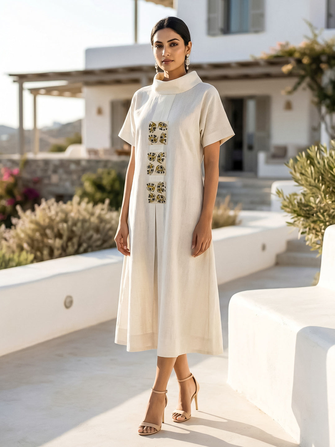 KoraKanvas Bagru Patchwork Cowl Neck Dress 2