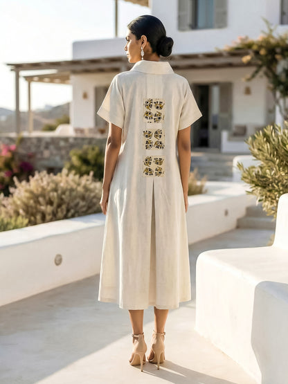 KoraKanvas Bagru Patchwork Cowl Neck Dress 6