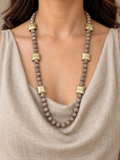 KoraKanvas Brass and Natural Lava Beads Necklace 1