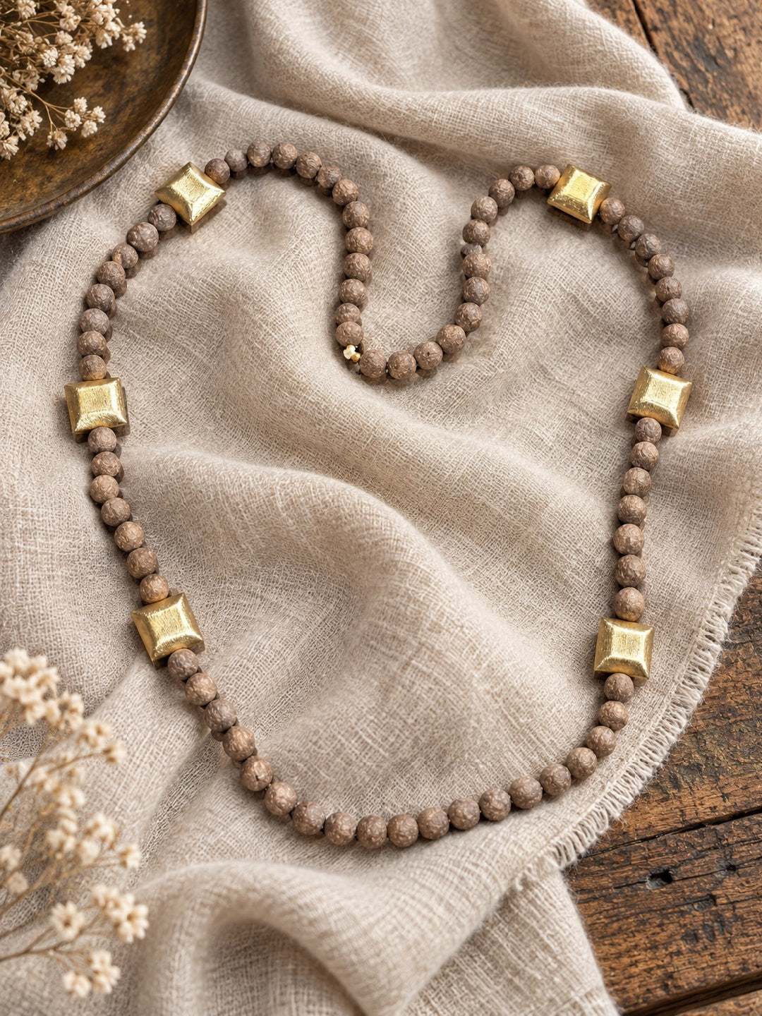 KoraKanvas Brass and Natural Lava Beads Necklace 3