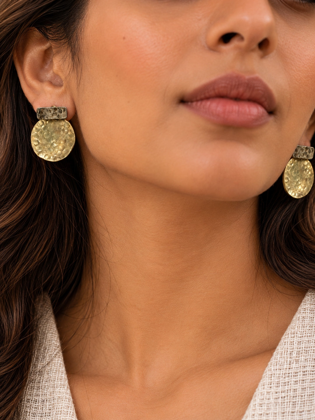 KoraKanvas Brass Two Toned Gong Earrings 2