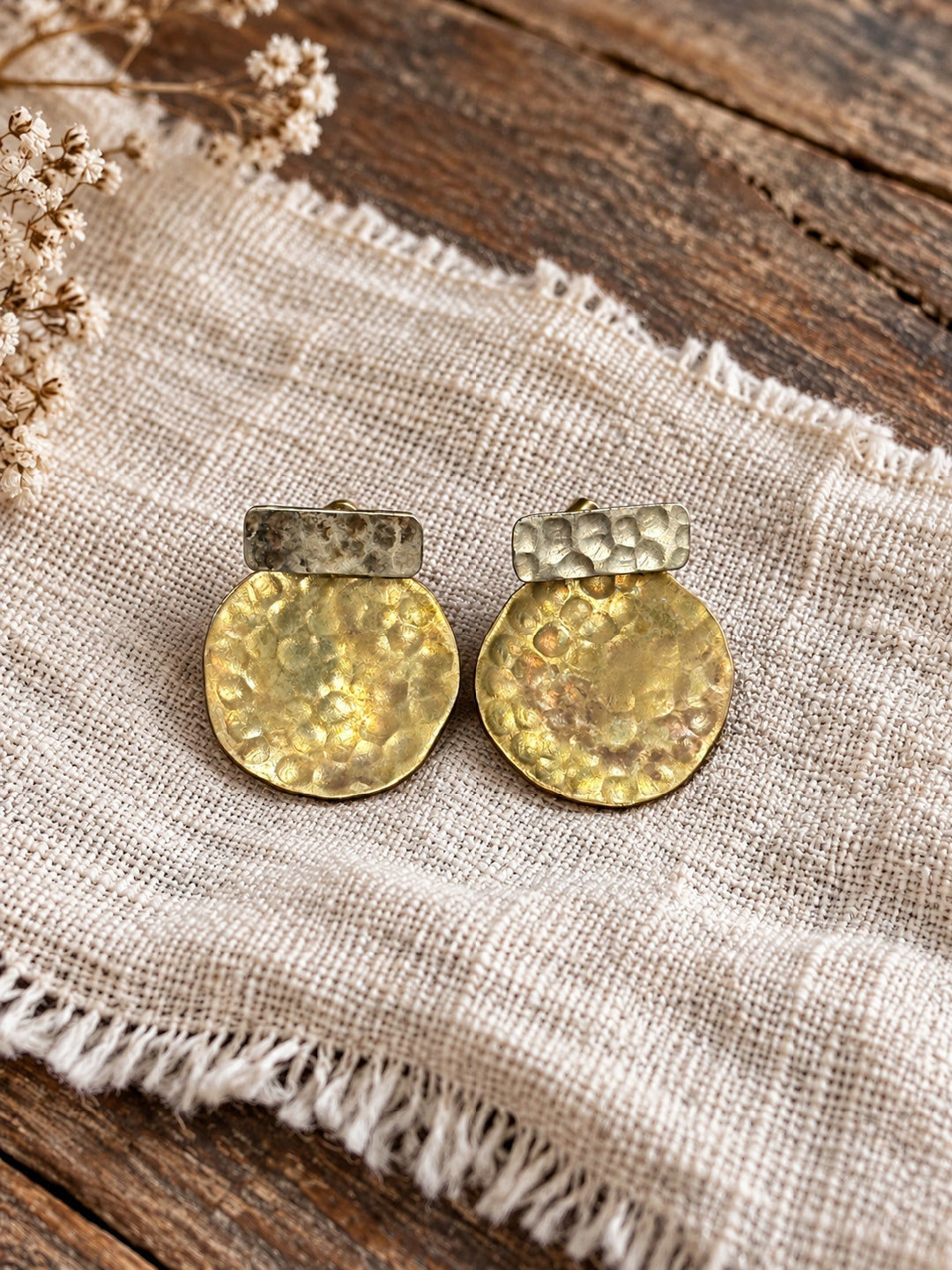 KoraKanvas Brass Two Toned Gong Earrings 3