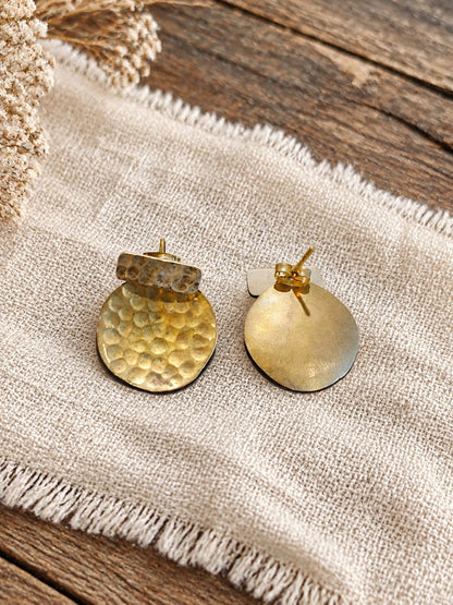 KoraKanvas Brass Two Toned Gong Earrings 4