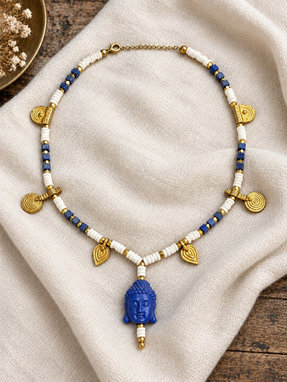 KoraKanvas Buddha Calm in Brass Indigo Necklace 3