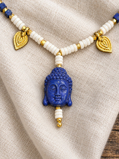 KoraKanvas Buddha Calm in Brass Indigo Necklace 4