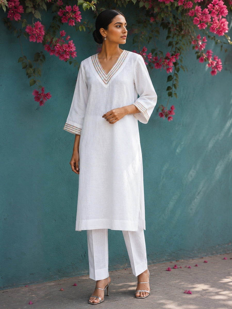 KoraKanvas Chandni Linen Kurta Set 1