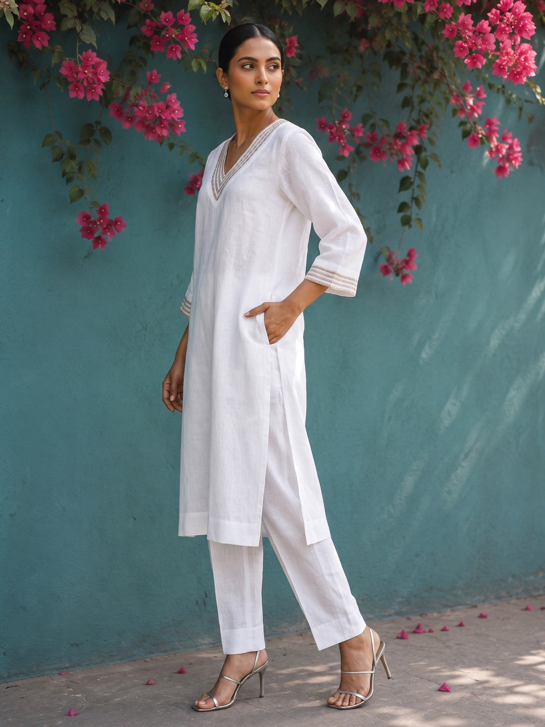KoraKanvas Chandni Linen Kurta Set 2
