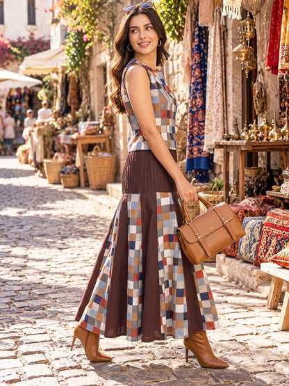 KoraKanvas Earth Mosaic Skirt Top Set 2