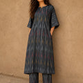 KoraKanvas Ember Black Ikat Kurta Set