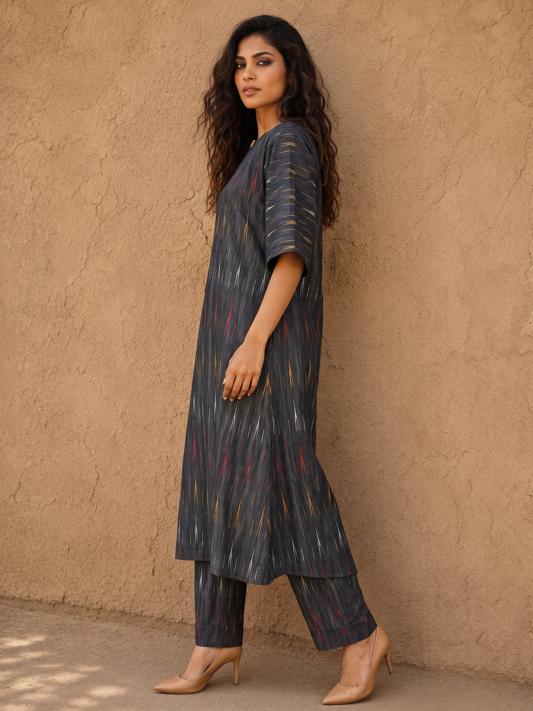 KoraKanvas Ember Black Ikat Kurta Set 2
