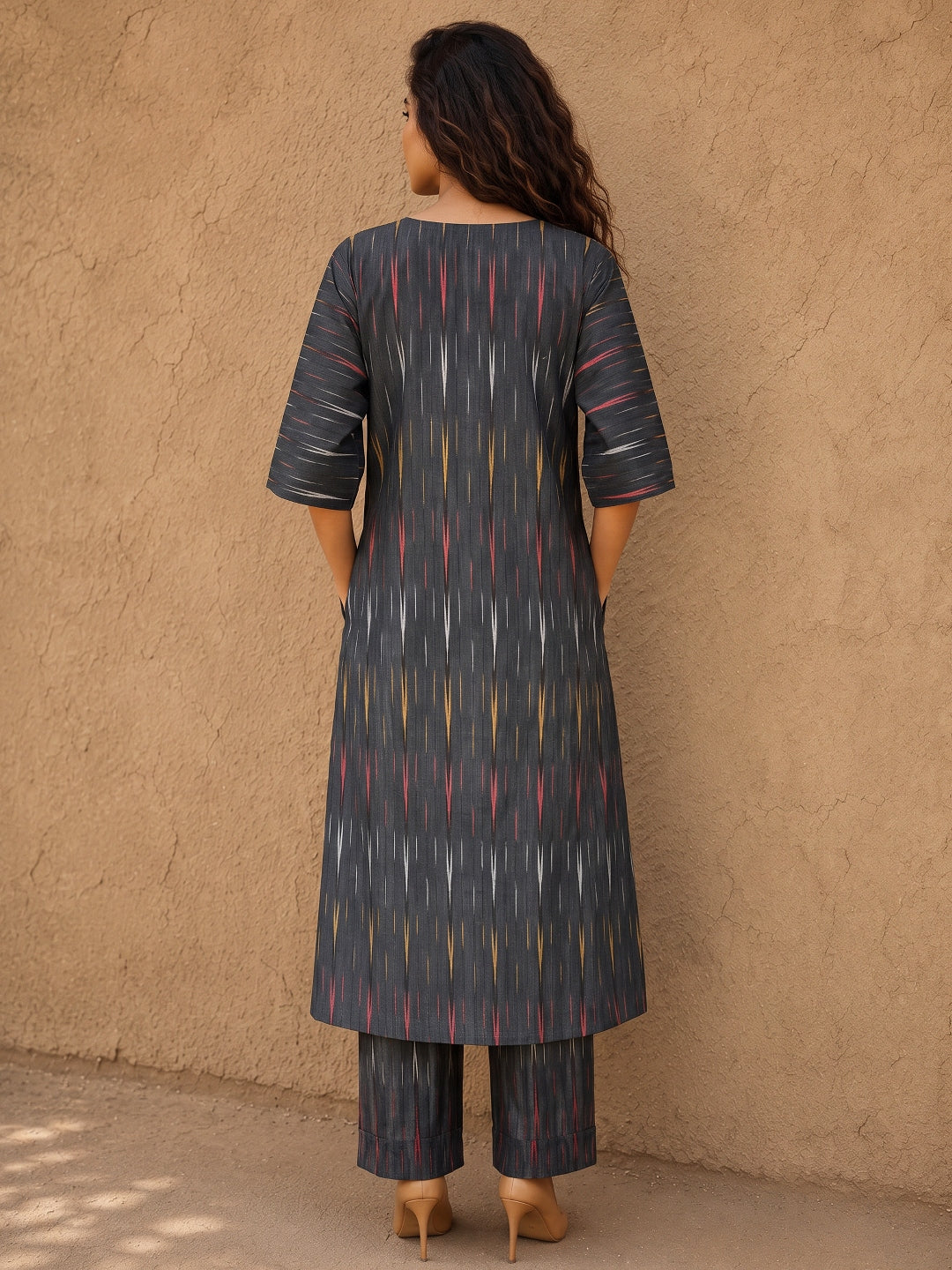 KoraKanvas Ember Black Ikat Kurta Set 3