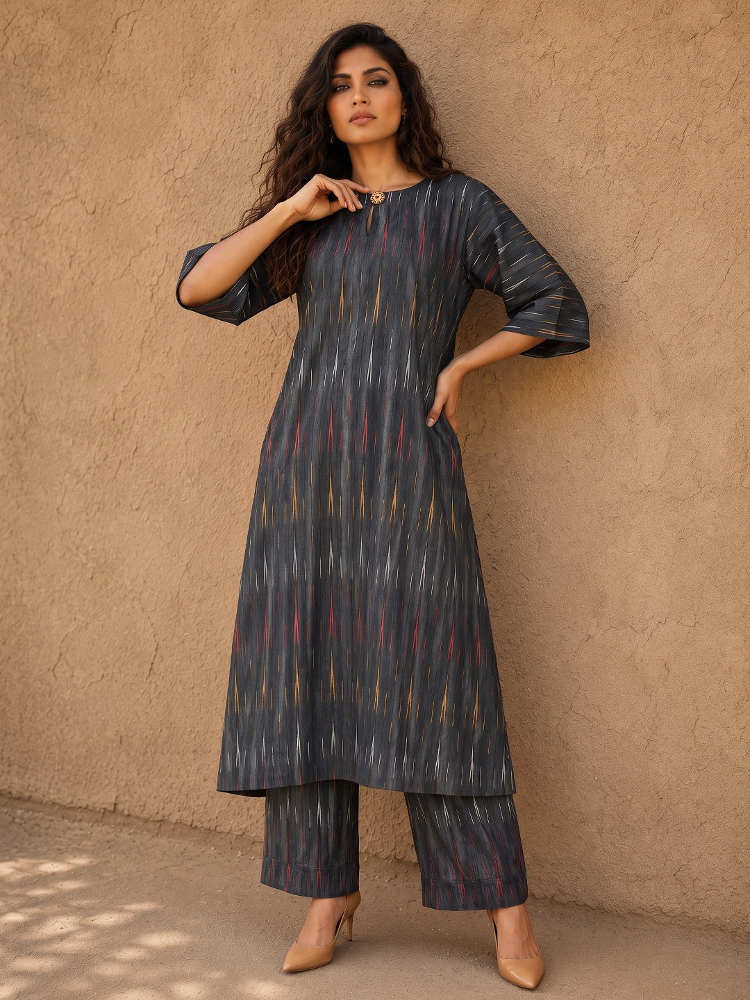 KoraKanvas Ember Black Ikat Kurta Set 4