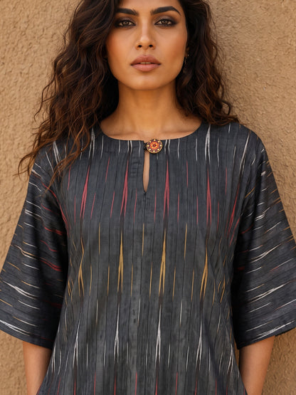 KoraKanvas Ember Black Ikat Kurta Set 5