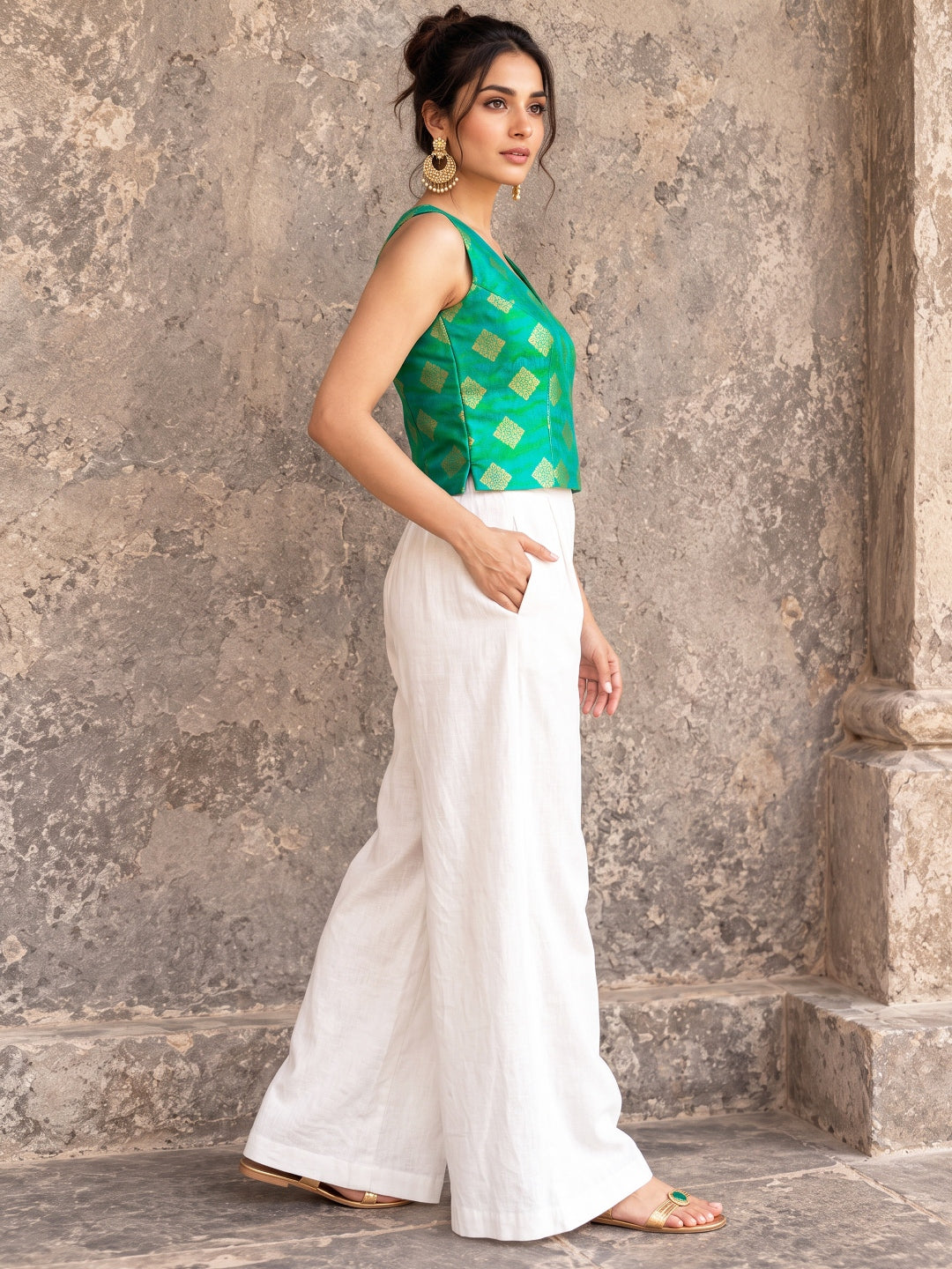 KoraKanvas Emerald Brocade Blouse 2