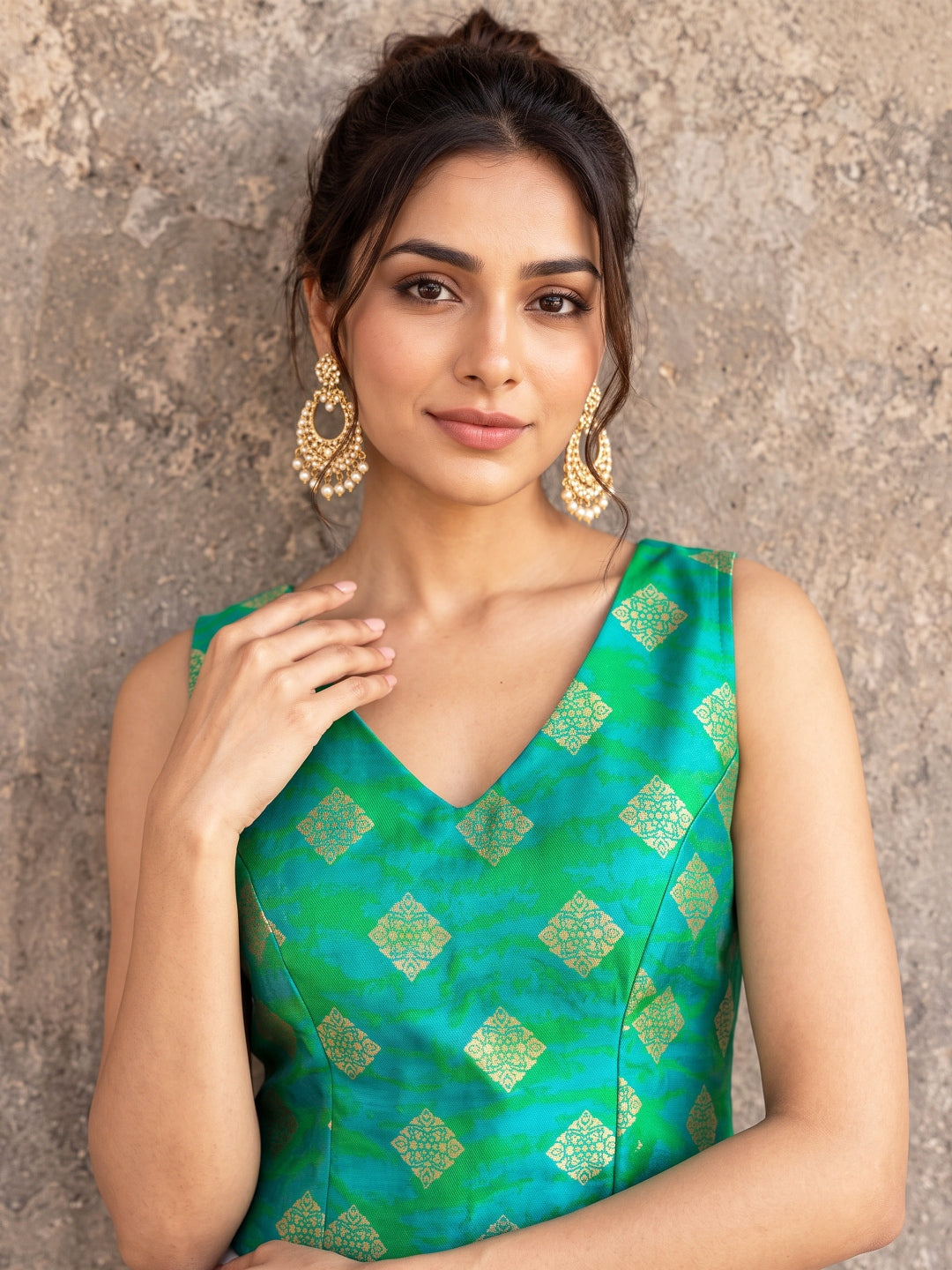 KoraKanvas Emerald Brocade Blouse 5