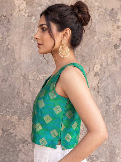 KoraKanvas Emerald Brocade Blouse 6