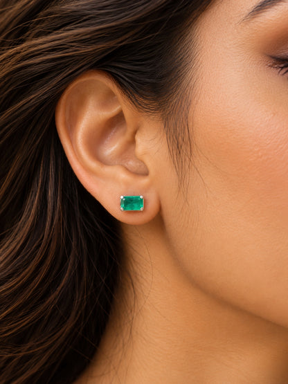 KoraKanvas Emerald Studs in Brass 1