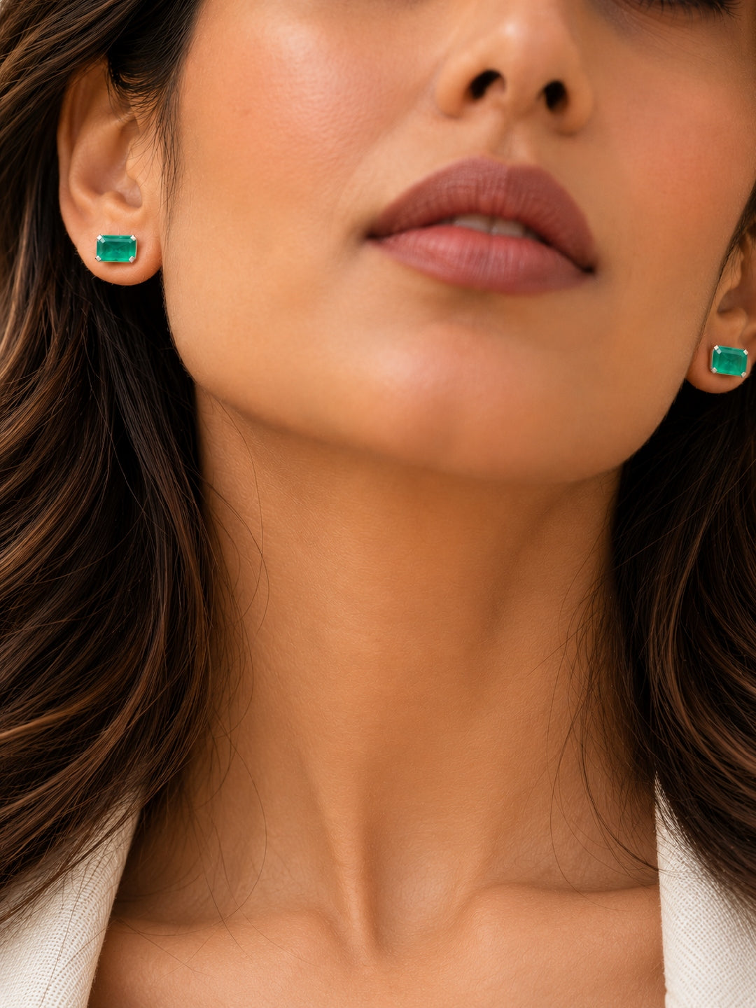 KoraKanvas Emerald Studs in Brass 2