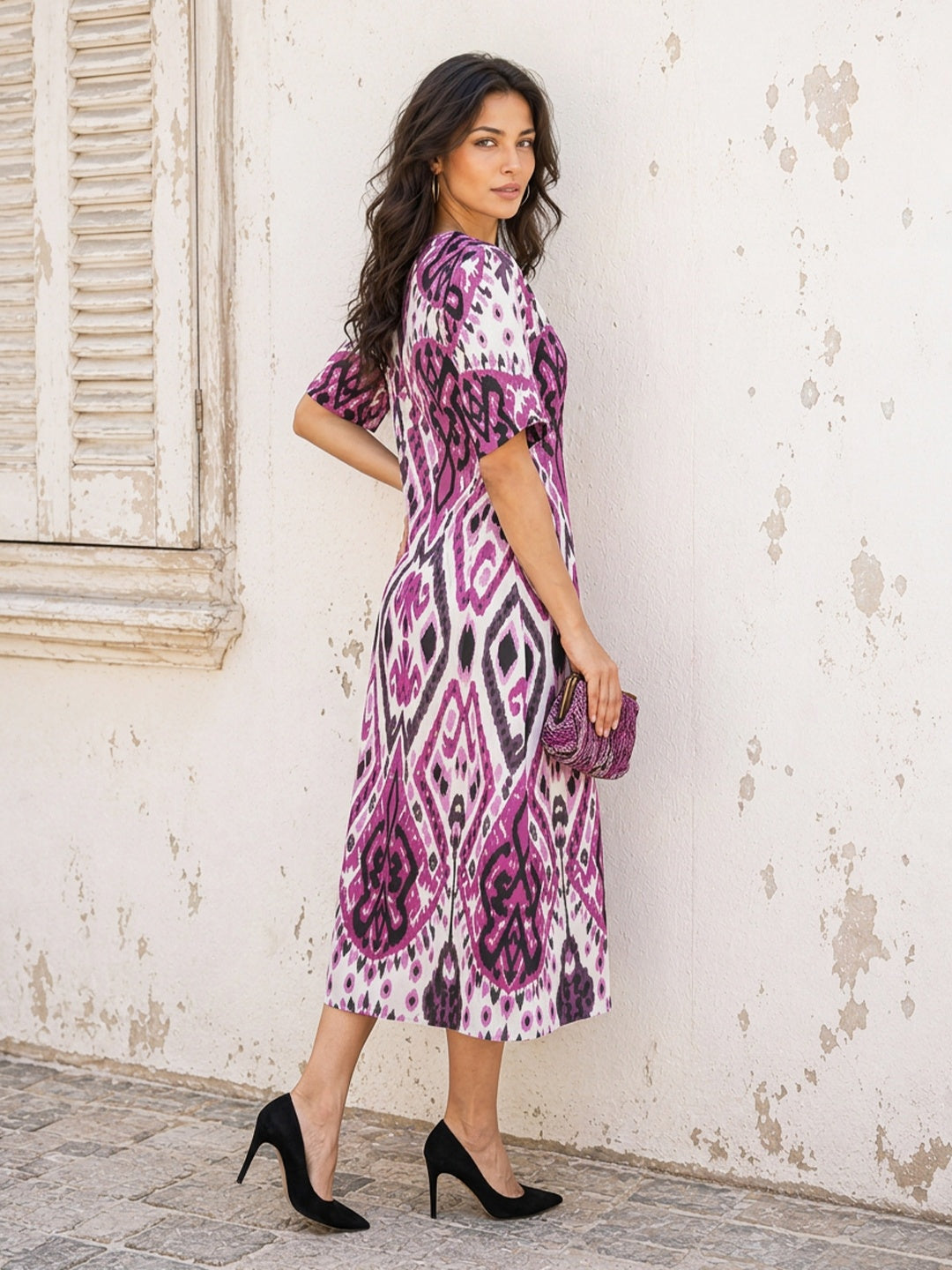 KoraKanvas Falsa Ikat Print Cotton Linen Dress 2