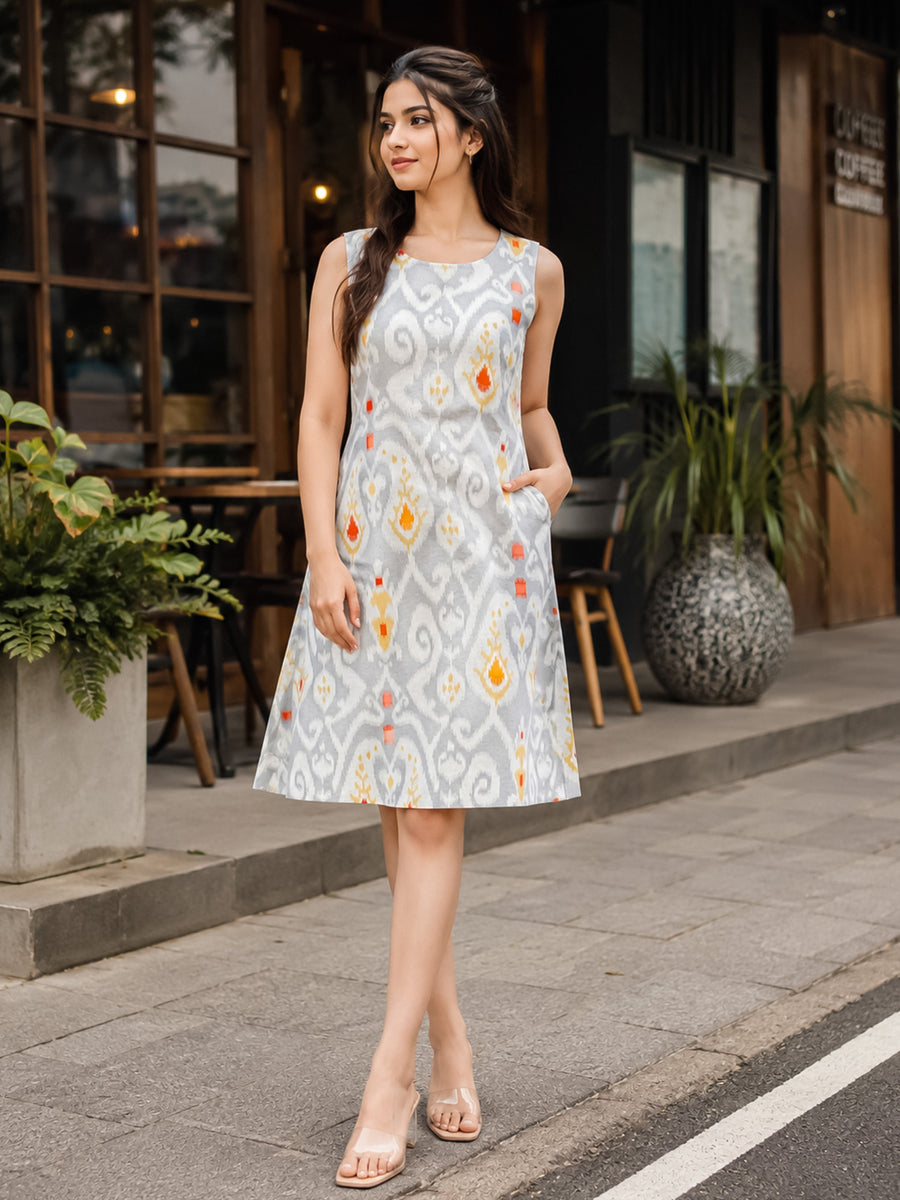 KoraKanvas Fusion Ikat Print Shift Dress 1
