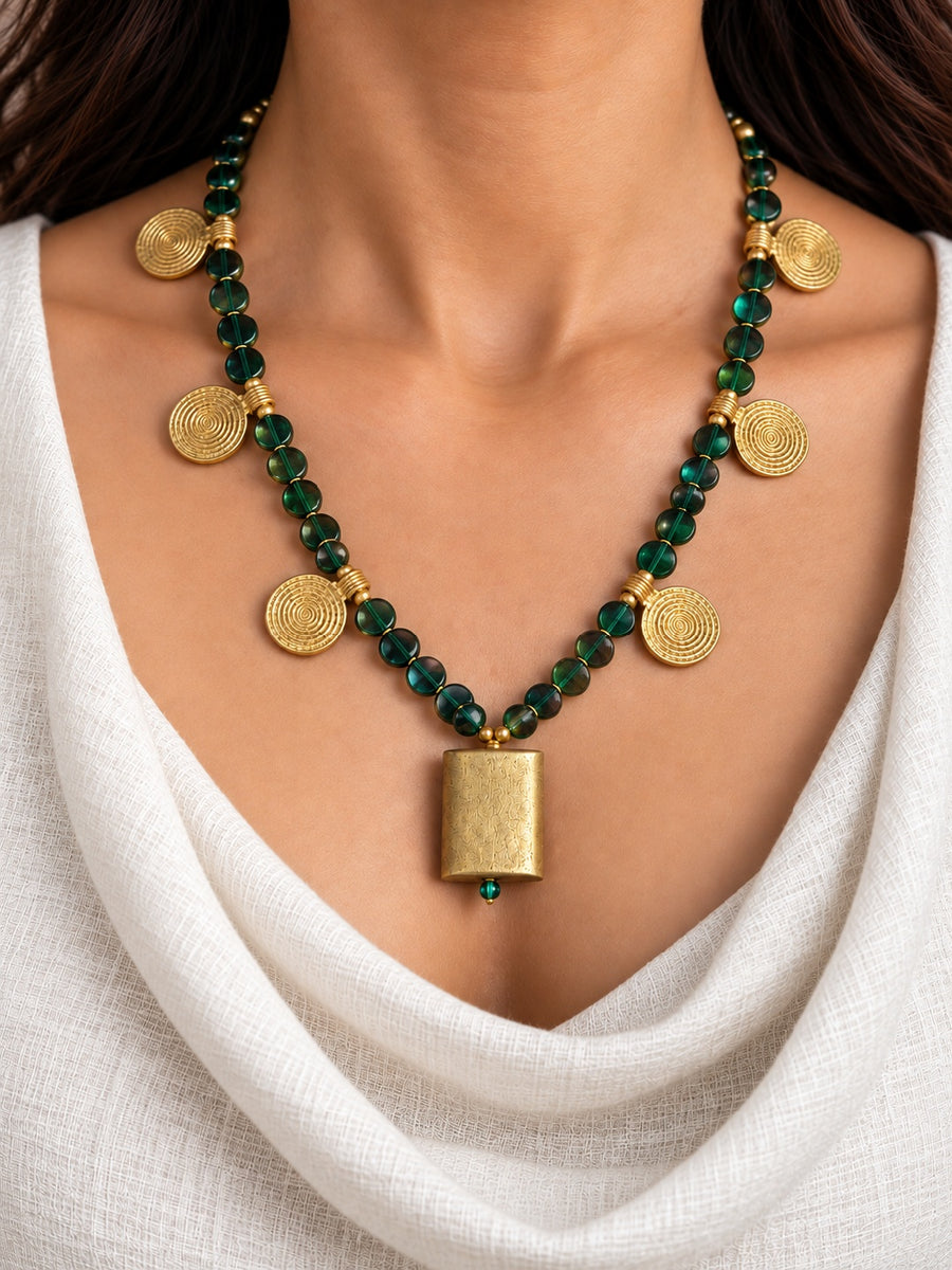 KoraKanvas Fusion Motif Brass Necklace 1