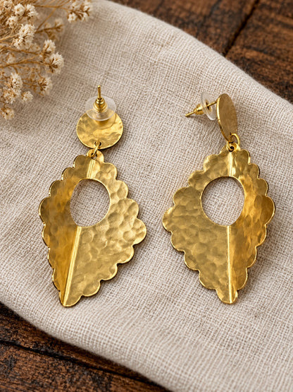 KoraKanvas Geometric Leaf Brass Earrings 4