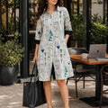 KoraKanvas Geometric Print Shirt Dress - Blue