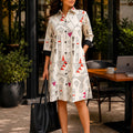 KoraKanvas Geometric Print Shirt Dress - Orange